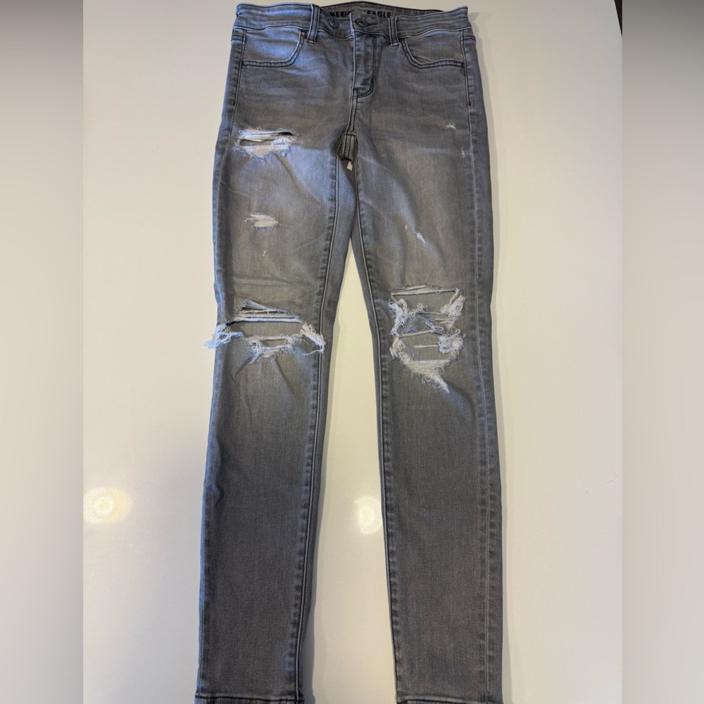 American Eagle Outfitters Gray Distressed Jeans